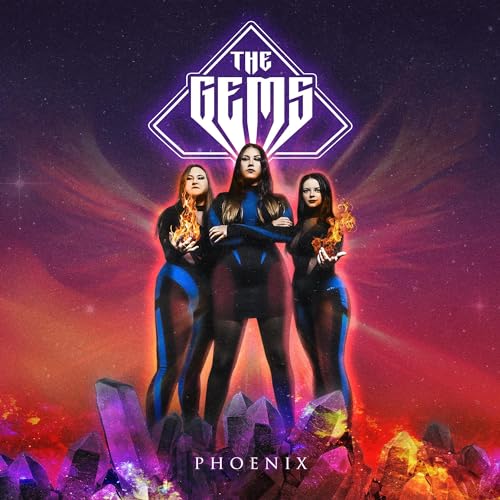 CD cover for The Gems’ “Phoenix” featuring three women and crystals.