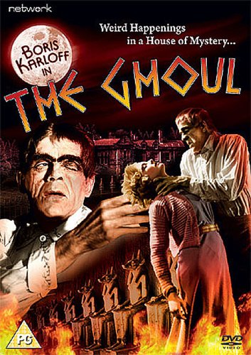 DVD cover for "The Ghoul" featuring Boris Karloff and a distressed woman.