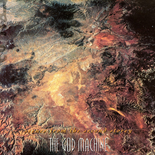 Satellite view of arid terrain with album title and band name at the bottom.