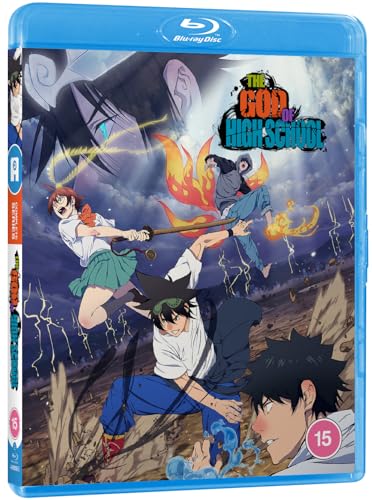 Blu-ray case for "The God of High School" anime with action scene art.
