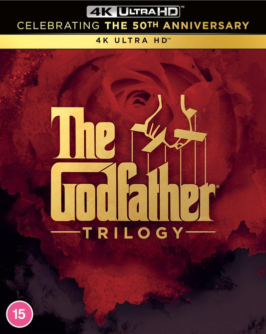 Blu-ray case featuring artwork from "The Godfather" films, Marlon Brando.