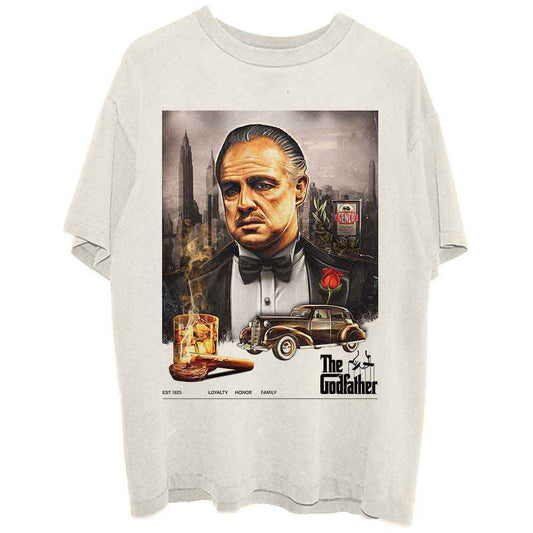 Black t-shirt with "The Godfather" design featuring text: Loyalty, Honour, Family.