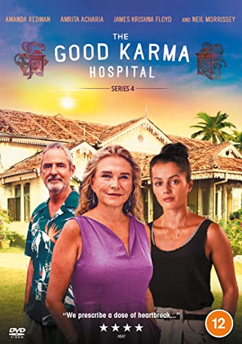 DVD cover for "The Good Karma Hospital: Series 4" with cast photos.