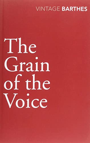 Red book cover with white text: "The Grain of the Voice" by Barthes.