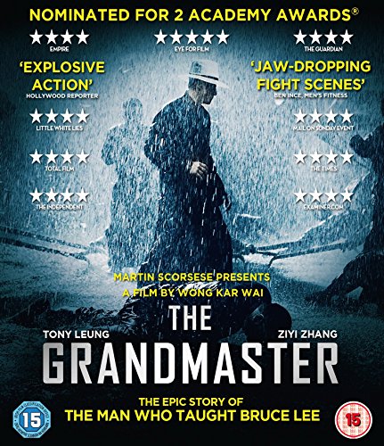 “The Grandmaster” Blu-ray cover featuring a man in a coat during rainfall.