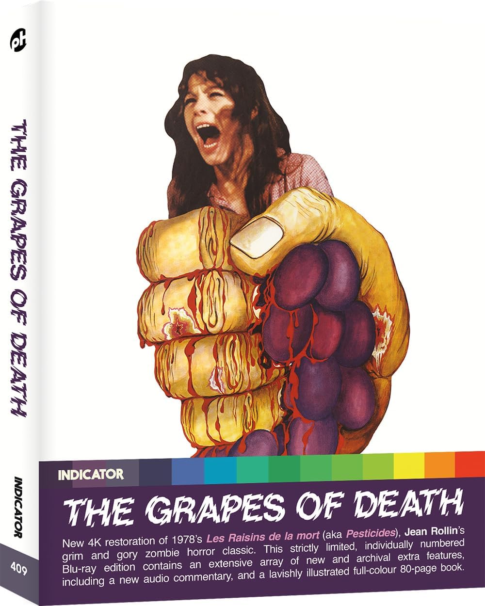 Blu-ray cover for horror film “The Grapes of Death” with a screaming woman.