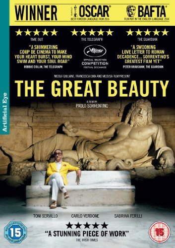 DVD cover for “The Great Beauty” featuring a man and statue.