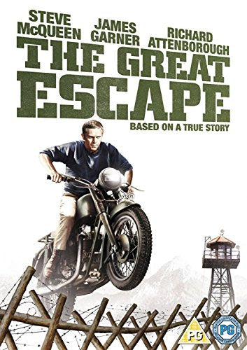 DVD cover for "The Great Escape" featuring a motorcyclist and guard tower.
