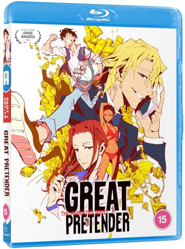Blu-ray cover for "The Great Pretender" anime with character illustrations.
