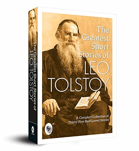 Book cover featuring a portrait of Leo Tolstoy holding a book.