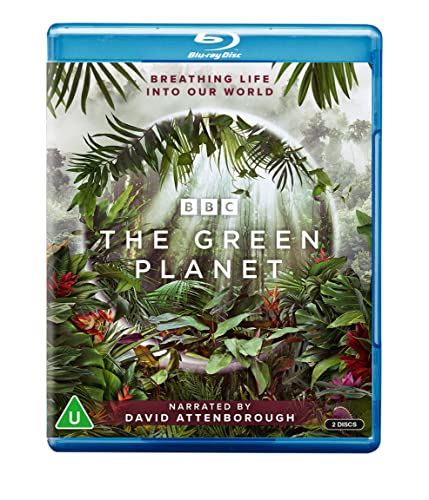 The Green Planet" Blu-ray cover featuring lush tropical foliage and BBC logo.