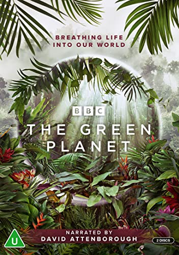 DVD cover for The Green Planet featuring lush tropical foliage and a central circular lens.