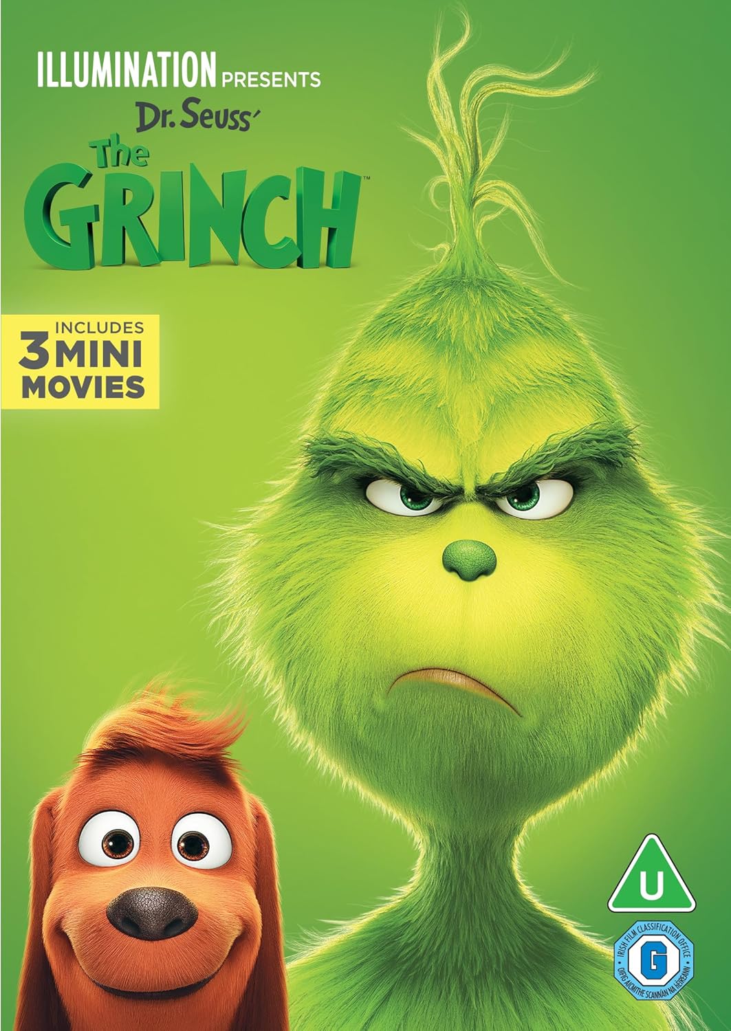 DVD cover for "The Grinch" featuring the green character and Max the dog.