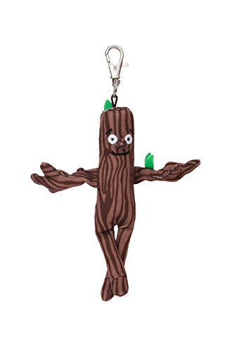 Brown Stick Man keyring with open arms and metal clip.