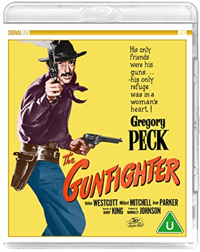 The Gunfighter" Blu-ray cover featuring Gregory Peck in a Western pose.