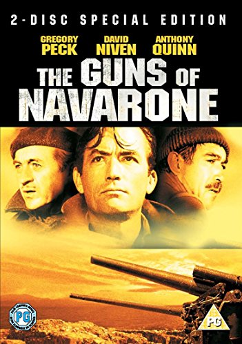 The Guns of Navarone" DVD cover featuring Gregory Peck, David Niven, and Anthony Quinn.