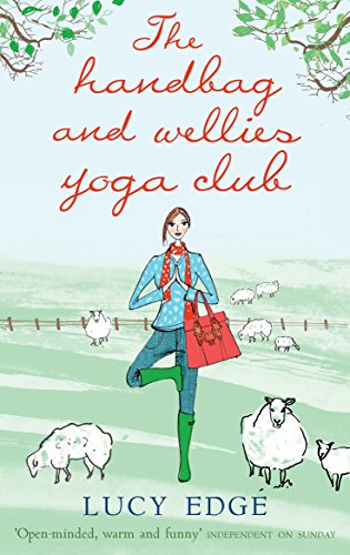 Woman in wellies doing yoga in a field with sheep.