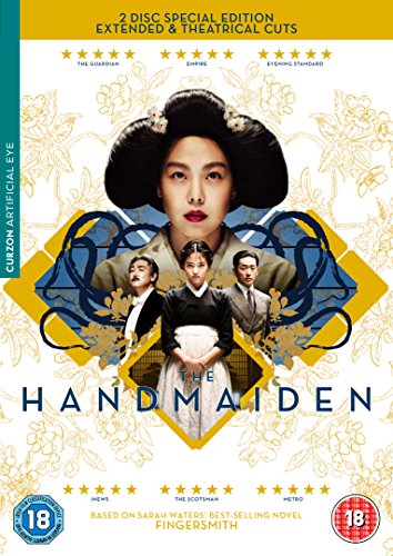 DVD cover for "The Handmaiden" featuring a woman in traditional Korean attire.