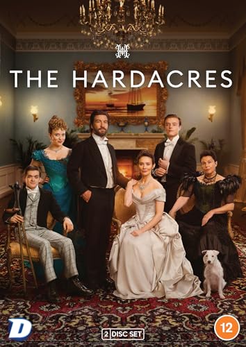 Cast of The Hardacres in period clothing posing in a formal living room.