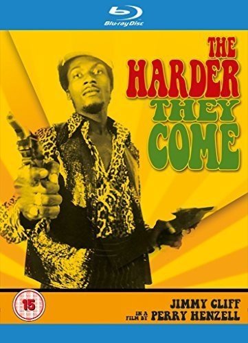 Blu-ray cover for "The Harder They Come" featuring Jimmy Cliff with a gun.