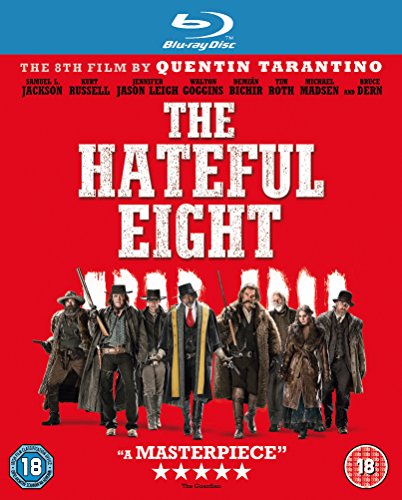 “The Hateful Eight” Blu-ray cover featuring a group of Western characters.