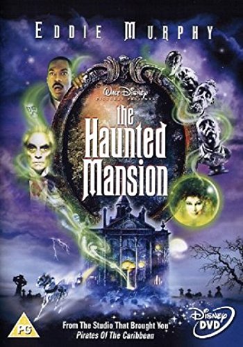 DVD cover for "The Haunted Mansion" featuring a spooky house and ghostly figures.