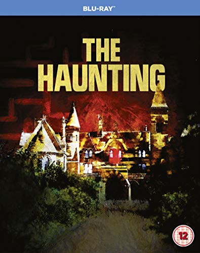 "The Haunting" Blu-ray cover featuring a spooky mansion at night with yellow title text.