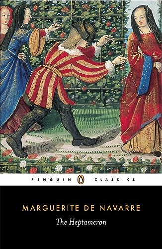Book cover: Renaissance figures in a garden, “The Heptameron” by Marguerite de Navarre.