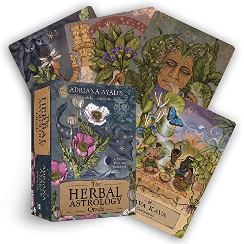 Herbal Astrology Oracle deck and guidebook with botanical illustrations.