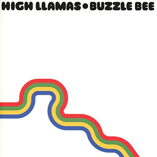 The High Llamas - Buzzle Bee" CD cover with a colorful, wavy line.