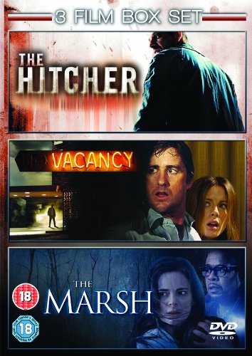 DVD cover for 3-film box set featuring "The Hitcher", "Vacancy", and "The Marsh".