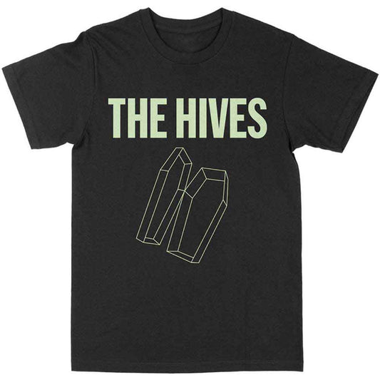 Black unisex t-shirt with a glow-in-the-dark coffin graphic, size large.