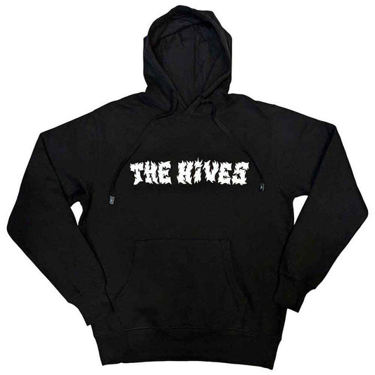 Medium, unisex black hoodie with The Hives' flames logo printed on the front.