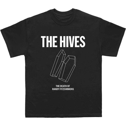 Black t-shirt featuring graphic of The Hives’ Randy Coffin, size medium.