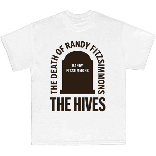 Black t-shirt with graphic of a gravestone and text, likely band-related.
