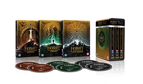 Steelbook Blu-ray collection of The Hobbit trilogy with six discs.