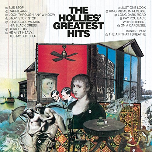 CD cover for The Hollies’ Greatest Hits, featuring surreal artwork.