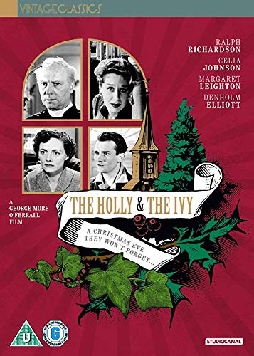 DVD cover for The Holly and the Ivy featuring four actors and holiday illustrations.