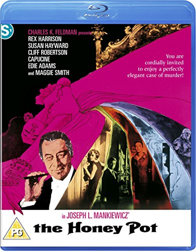 The Honey Pot" Blu-ray cover featuring actors Rex Harrison and Susan Hayward in a pink design.