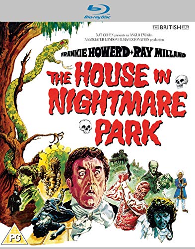 Blu-ray cover for "The House In Nightmare Park" horror film, illustrated art.