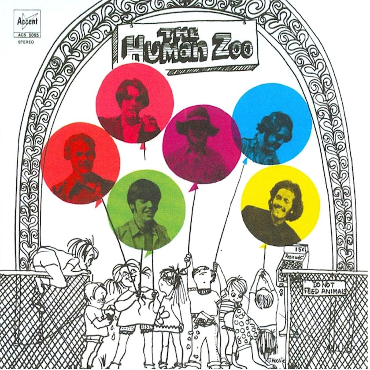 CD cover with illustrated people on balloons above a crowd.