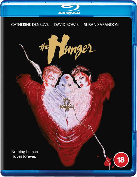The Hunger" Blu-ray cover with three figures and a red, claw-like design.