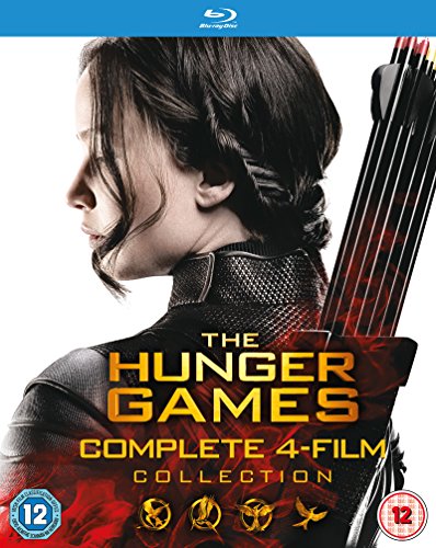 Blu-ray cover for "The Hunger Games" featuring Katniss Everdeen with a bow.