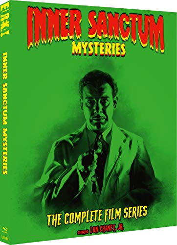 Blu-ray cover for Inner Sanctum Mysteries featuring Lon Chaney Jr. on a green background.