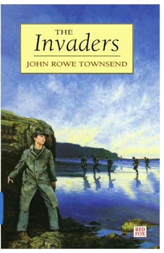 Book cover: man facing figures on a beach, titled "The Invaders".