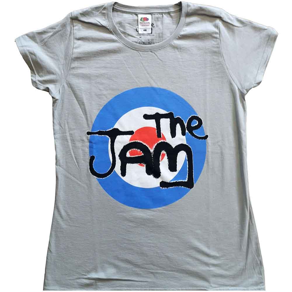 Grey women's t-shirt with The Jam's target logo on the front.