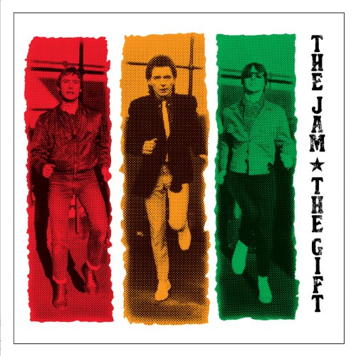 The Jam album cover, "The Gift," featuring three band members in color blocks.