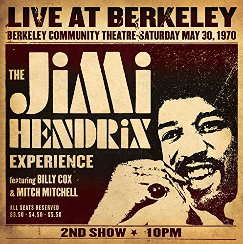 Vintage concert poster for The Jimi Hendrix Experience at Berkeley, 1970.