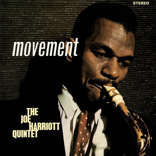 AlbumLp cover featuring Joe Harriott playing a saxophone with the title Movement.