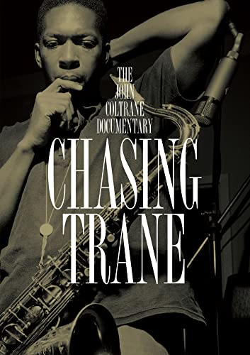 John Coltrane documentary cover featuring a black and white portrait of the musician.